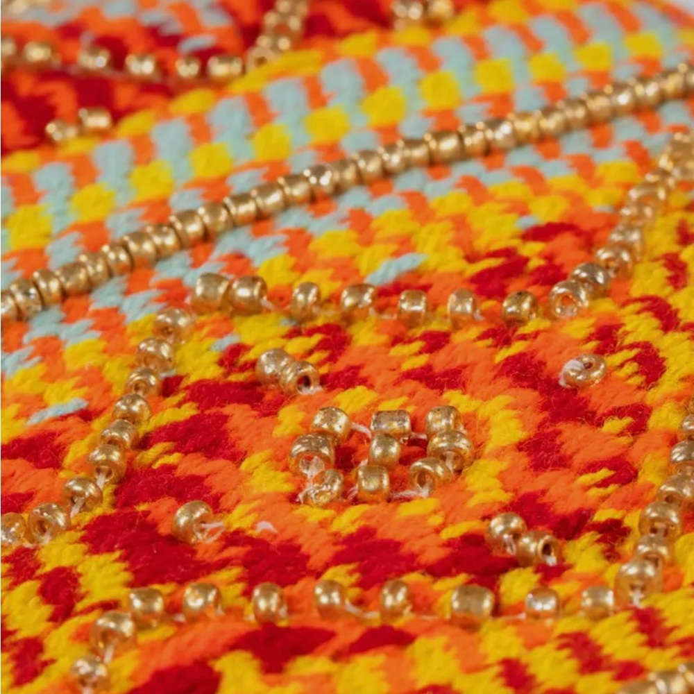Southwestern Bohemian Vibrant Orange and Teal Women's Clutch NWT - Picture 8 of 12